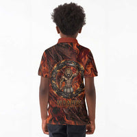 Maahes Kid Polo Shirt Ancient Egyptian Fiery Red Flame - Roaring Lion Head - Wonder Print Shop