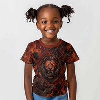 Maahes Kid T shirt Ancient Egyptian Fiery Red Flame - Roaring Lion Head - Wonder Print Shop
