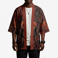 Maahes Kimono Ancient Egyptian Fiery Red Flame - Roaring Lion Head - Wonder Print Shop