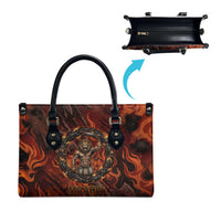 Maahes Leather Bag Ancient Egyptian Fiery Red Flame - Roaring Lion Head - Wonder Print Shop