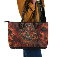 Maahes Leather Tote Bag Ancient Egyptian Fiery Red Flame - Roaring Lion Head - Wonder Print Shop