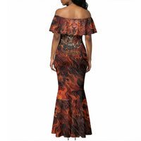 Maahes Mermaid Dress Ancient Egyptian Fiery Red Flame - Roaring Lion Head - Wonder Print Shop