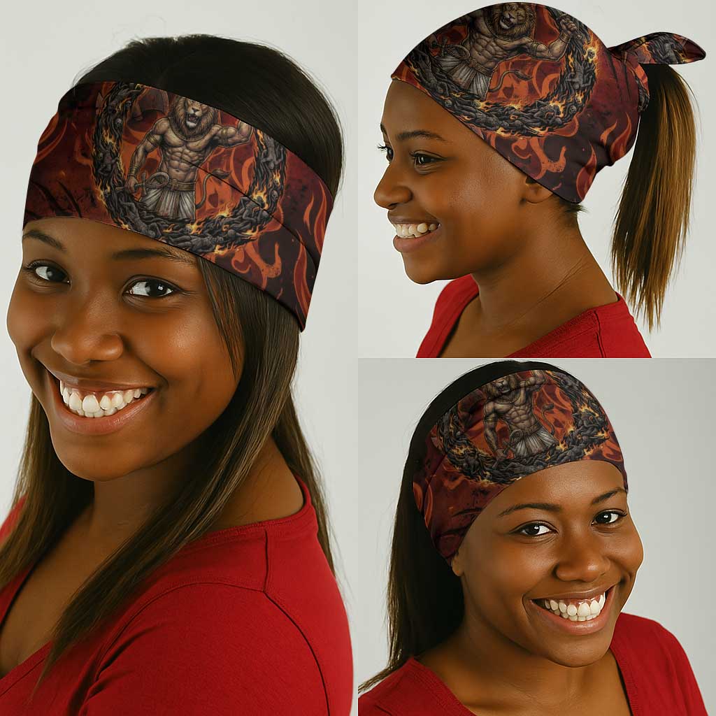Maahes Neck Gaiter Ancient Egyptian Fiery Red Flame - Roaring Lion Head - Wonder Print Shop