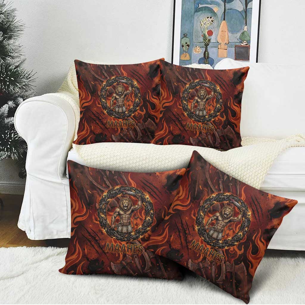 Maahes Pillow Cover Ancient Egyptian Fiery Red Flame - Roaring Lion Head - Wonder Print Shop
