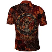 Maahes Polo Shirt Ancient Egyptian Fiery Red Flame - Roaring Lion Head - Wonder Print Shop