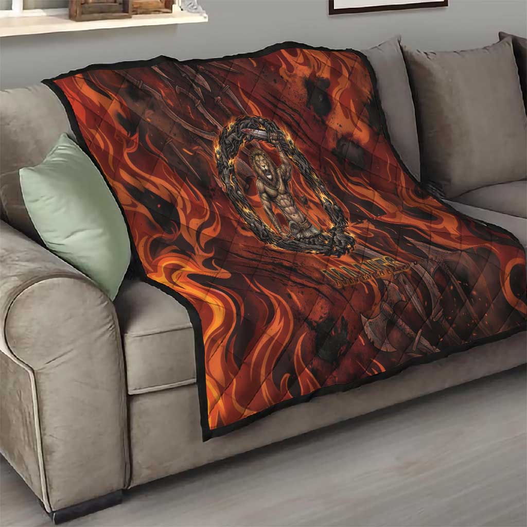 Maahes Quilt Ancient Egyptian Fiery Red Flame - Roaring Lion Head - Wonder Print Shop