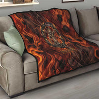 Maahes Quilt Ancient Egyptian Fiery Red Flame - Roaring Lion Head - Wonder Print Shop