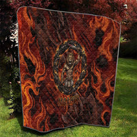 Maahes Quilt Ancient Egyptian Fiery Red Flame - Roaring Lion Head - Wonder Print Shop