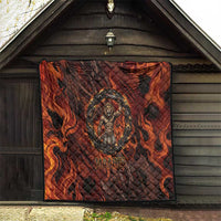 Maahes Quilt Ancient Egyptian Fiery Red Flame - Roaring Lion Head - Wonder Print Shop
