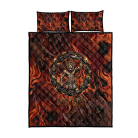 Maahes Quilt Bed Set Ancient Egyptian Fiery Red Flame - Roaring Lion Head - Wonder Print Shop