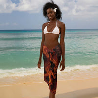 Maahes Sarong Ancient Egyptian Fiery Red Flame - Roaring Lion Head - Wonder Print Shop