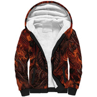 Maahes Sherpa Hoodie Ancient Egyptian Fiery Red Flame - Roaring Lion Head - Wonder Print Shop