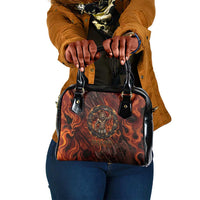 Maahes Shoulder Handbag Ancient Egyptian Fiery Red Flame - Roaring Lion Head - Wonder Print Shop