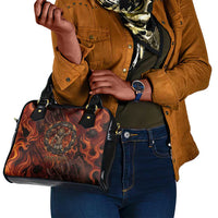 Maahes Shoulder Handbag Ancient Egyptian Fiery Red Flame - Roaring Lion Head - Wonder Print Shop