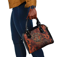 Maahes Shoulder Handbag Ancient Egyptian Fiery Red Flame - Roaring Lion Head - Wonder Print Shop