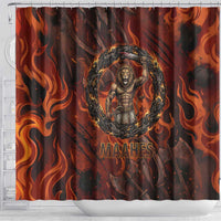 Maahes Shower Curtain Ancient Egyptian Fiery Red Flame - Roaring Lion Head - Wonder Print Shop