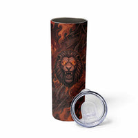 Maahes Skinny Tumbler Ancient Egyptian Fiery Red Flame - Roaring Lion Head - Wonder Print Shop