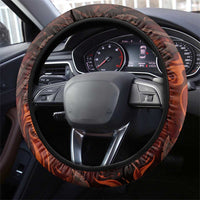 Maahes Steering Wheel Cover Ancient Egyptian Fiery Red Flame - Roaring Lion Head - Wonder Print Shop