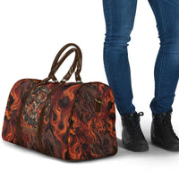 Maahes Travel Bag Ancient Egyptian Fiery Red Flame - Roaring Lion Head - Wonder Print Shop