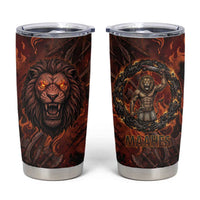 Maahes Tumbler Cup Ancient Egyptian Fiery Red Flame - Roaring Lion Head - Wonder Print Shop