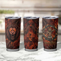 Maahes Tumbler Cup Ancient Egyptian Fiery Red Flame - Roaring Lion Head - Wonder Print Shop