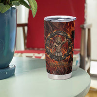 Maahes Tumbler Cup Ancient Egyptian Fiery Red Flame - Roaring Lion Head - Wonder Print Shop