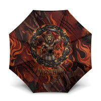 Maahes Umbrella Ancient Egyptian Fiery Red Flame - Roaring Lion Head - Wonder Print Shop
