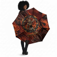 Maahes Umbrella Ancient Egyptian Fiery Red Flame - Roaring Lion Head - Wonder Print Shop