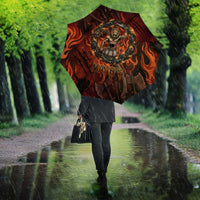 Maahes Umbrella Ancient Egyptian Fiery Red Flame - Roaring Lion Head - Wonder Print Shop