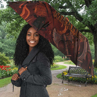 Maahes Umbrella Ancient Egyptian Fiery Red Flame - Roaring Lion Head - Wonder Print Shop