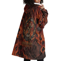 Maahes Wearable Blanket Hoodie Ancient Egyptian Fiery Red Flame - Roaring Lion Head - Wonder Print Shop