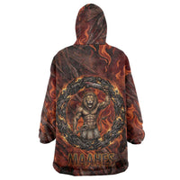 Maahes Wearable Blanket Hoodie Ancient Egyptian Fiery Red Flame - Roaring Lion Head - Wonder Print Shop