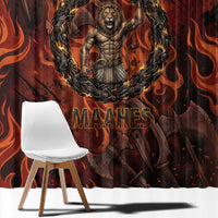 Maahes Window Curtain Ancient Egyptian Fiery Red Flame - Roaring Lion Head - Wonder Print Shop