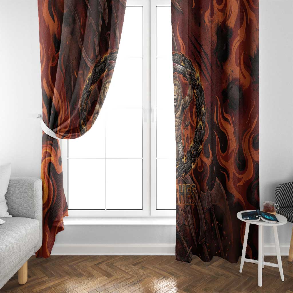 Maahes Window Curtain Ancient Egyptian Fiery Red Flame - Roaring Lion Head - Wonder Print Shop