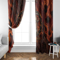 Maahes Window Curtain Ancient Egyptian Fiery Red Flame - Roaring Lion Head - Wonder Print Shop