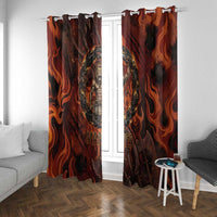 Maahes Window Curtain Ancient Egyptian Fiery Red Flame - Roaring Lion Head - Wonder Print Shop