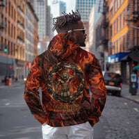 Maahes Zip Hoodie Ancient Egyptian Fiery Red Flame - Roaring Lion Head - Wonder Print Shop