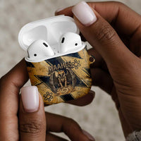 Maahes Ancient Egyptian AirPods Case Geometric Pattern Winged Lion Deity, and Sacred Lotus Motif - Wonder Print Shop