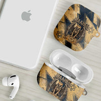 Maahes Ancient Egyptian AirPods Case Geometric Pattern Winged Lion Deity, and Sacred Lotus Motif - Wonder Print Shop