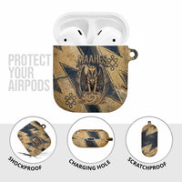 Maahes Ancient Egyptian AirPods Case Geometric Pattern Winged Lion Deity, and Sacred Lotus Motif - Wonder Print Shop