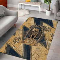 Maahes Ancient Egyptian Area Rug Geometric Pattern Winged Lion Deity, and Sacred Lotus Motif - Wonder Print Shop