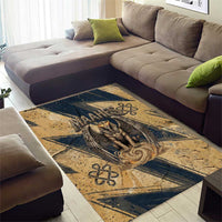 Maahes Ancient Egyptian Area Rug Geometric Pattern Winged Lion Deity, and Sacred Lotus Motif - Wonder Print Shop