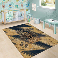 Maahes Ancient Egyptian Area Rug Geometric Pattern Winged Lion Deity, and Sacred Lotus Motif - Wonder Print Shop