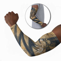 Maahes Ancient Egyptian Arm Sleeves Geometric Pattern Winged Lion Deity, and Sacred Lotus Motif - Wonder Print Shop