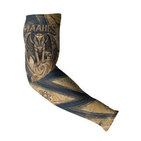 Maahes Ancient Egyptian Arm Sleeves Geometric Pattern Winged Lion Deity, and Sacred Lotus Motif - Wonder Print Shop