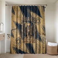 Maahes Ancient Egyptian Bathroom Set Geometric Pattern Winged Lion Deity, and Sacred Lotus Motif - Wonder Print Shop