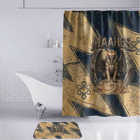 Maahes Ancient Egyptian Bathroom Set Geometric Pattern Winged Lion Deity, and Sacred Lotus Motif - Wonder Print Shop