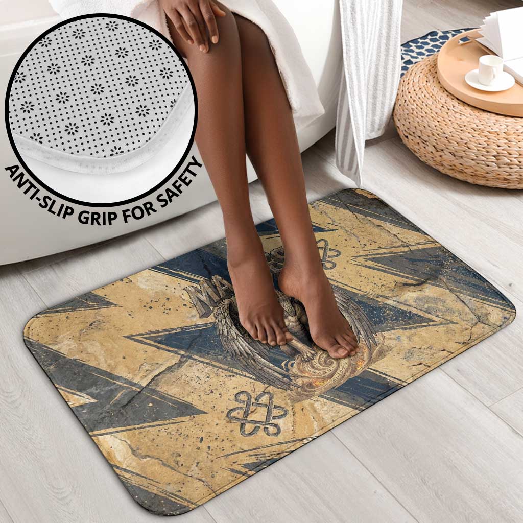 Maahes Ancient Egyptian Bathroom Set Geometric Pattern Winged Lion Deity, and Sacred Lotus Motif - Wonder Print Shop