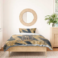 Maahes Ancient Egyptian Bedding Set Geometric Pattern Winged Lion Deity, and Sacred Lotus Motif - Wonder Print Shop