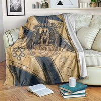Maahes Ancient Egyptian Blanket Geometric Pattern Winged Lion Deity, and Sacred Lotus Motif - Wonder Print Shop